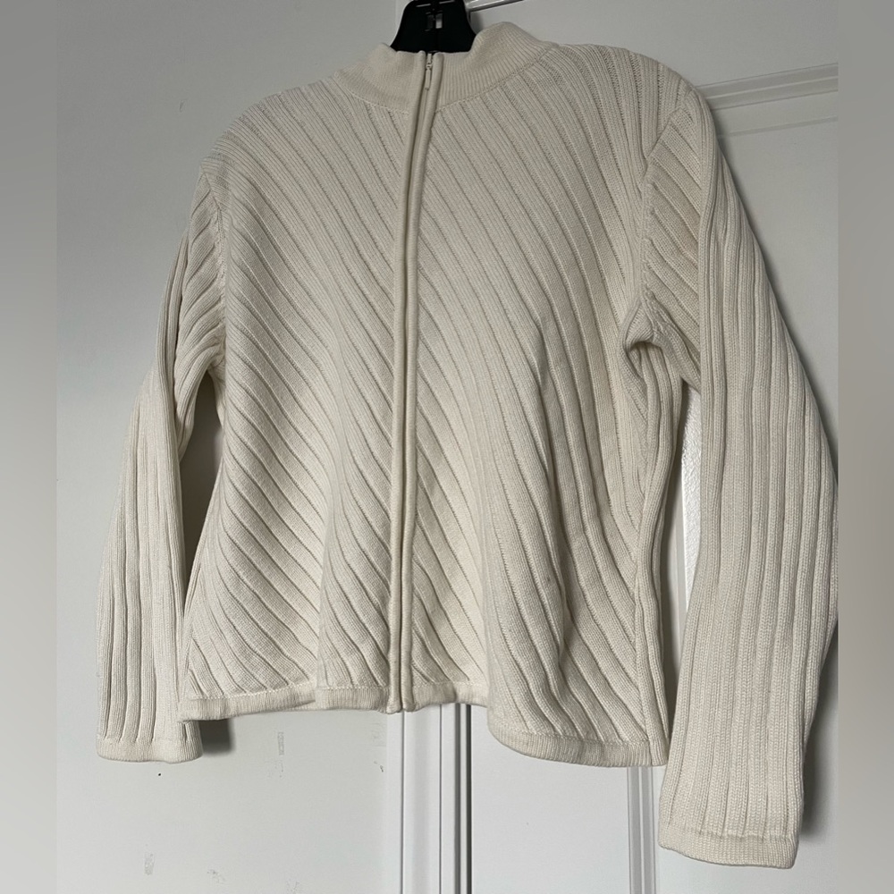 Vintage Talbots L Petite Ribbed Mock Neck Sweater Cotton Blend Capsule Old Money